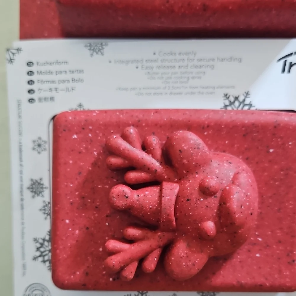 Trudeau Red Holiday Silicone Six Loaf Baking Mold SET OF TWO!